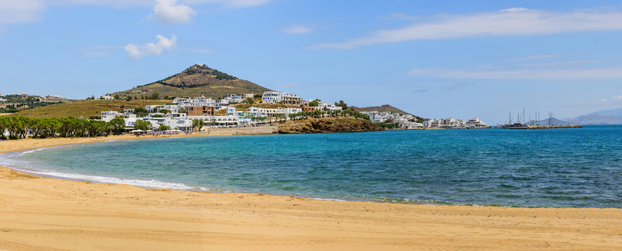 Scenic Logaras beach at Pisso Livadi village, Paros island, Cyclades, Greece.
