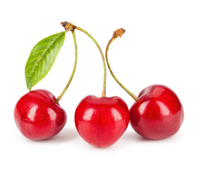 ripe cherries isolated on white background