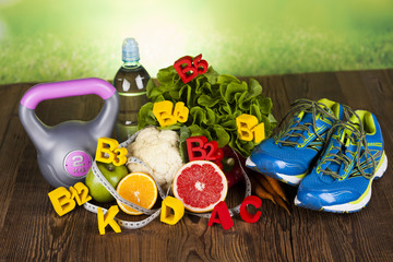 Fitness diet and vitamins concept