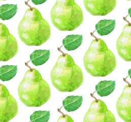 Seamless pattern with watercolor pears
