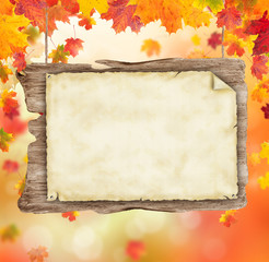 autumn blank wooden poster