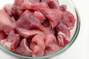 Sliced raw pork meat