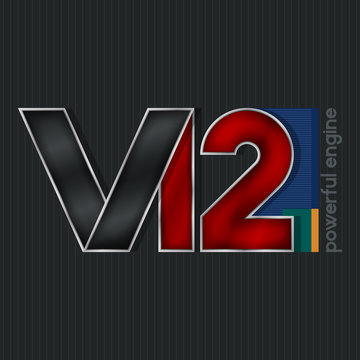 V12,  Bright Volumetric Emblem V12