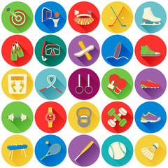 Vector illustration of fitness icon. Sport set.  Flat design col