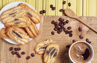 Coffee and cookies with a poppy