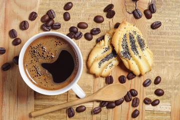 Coffee and cookies with a poppy