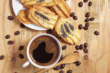 Coffee and cookies with a poppy