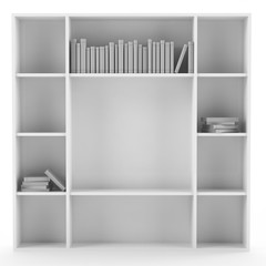 white bookshelves