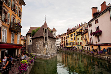 Fototapeta na wymiar Palais de l'isle, beautiful town square. Annecy is known to be c