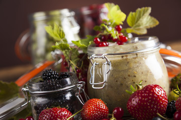Fresh berries and wild berry jam
