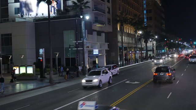 Hollywood Boulevard Night Establishing Shot