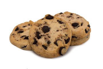 Chocolate chips cookies -  isolated on white background