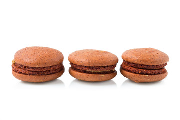 Three Macaroons isolated on white background.