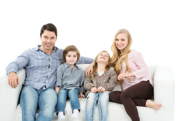 Happy family Isolated on white.