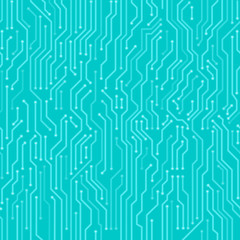 Circuit board seamless pattern. Digital high tech style vector background.