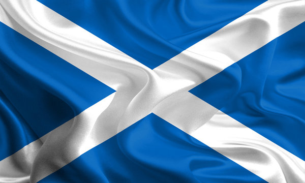 Waving Fabric Flag of Scotland