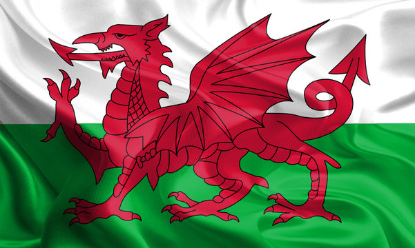 Waving Fabric Flag of Wales, United Kingdom