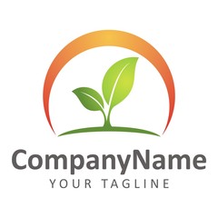 Leaf Logo. Crescent Moon Ecology and Nature Logo Symbol