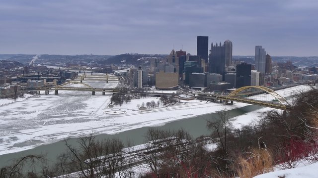Winter Pittsburgh Establishing Shot