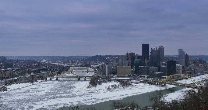 Pittsburgh Time Lapse Establishing Shot Winter