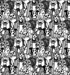 Crowd people like cats and dogs seamless pattern