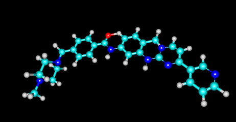 Imatinib molecular structure isolated on black