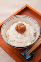 梅干しの乗せてあるご飯