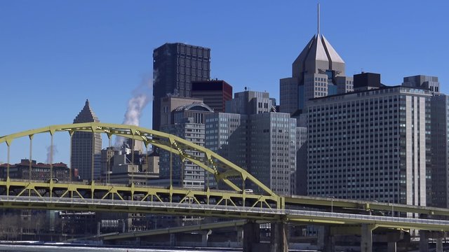 Winter Pittsburgh City Establishing Shot