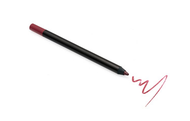 Cosmetic pencil and stroke isolated on white