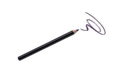 Cosmetic pencil and stroke isolated on white