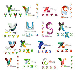 Set of colorful abstract letter corporate logos created with