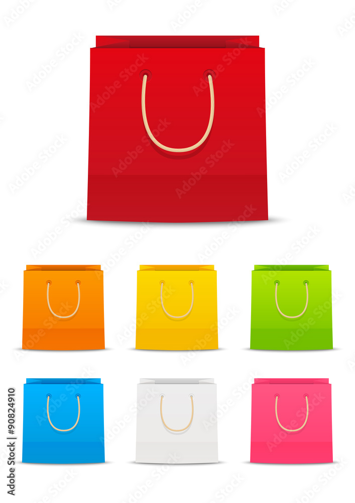 Sticker Set of paper shopping bags 