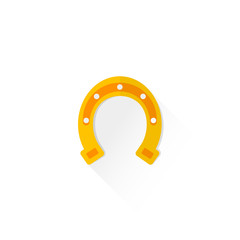 color flat style horseshoe luck sign icon.