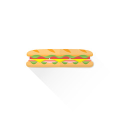 color fast food submarine sandwich icon illustration.