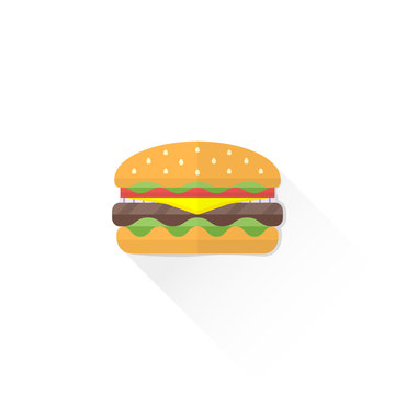 color fast food hamburger icon illustration.