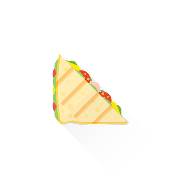 color fast food club sandwich icon illustration.
