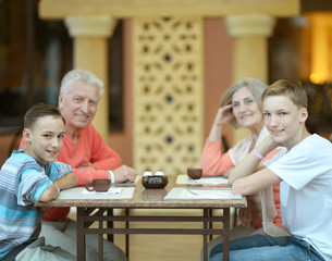 Happy family on the table