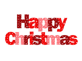 HAPPY CHRISTMAS red vector letters with snowflakes