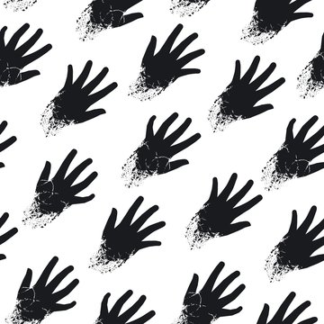 Black and white seamless pattern of torn and scruffy wrist rest on the diagonal. Vector eps 8