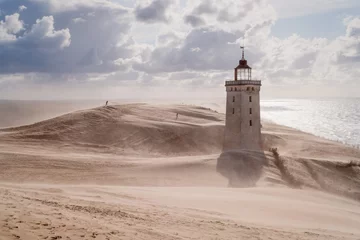 Foto auf Alu-Dibond Sandstorm at the lighthouse © Elisabeth Cölfen