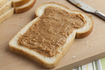 Slice of bread with peanut butter