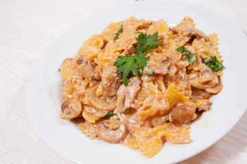 Farfalle Pasta with mushroom sauce