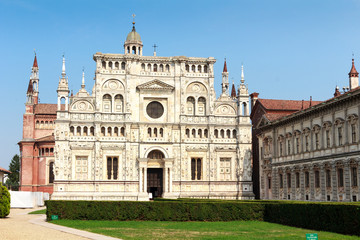 Fototapeta na wymiar Certosa of Pavia medieval church and monastery in Pavia, Italy