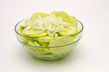 Fresh cucumbers in glass bowl