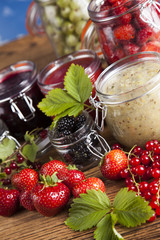 Fresh berries and wild berry jam