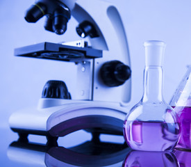 Microscope in medical laboratory, Research and experiment
