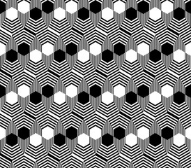 Design seamless monochrome hexagon geometric pattern