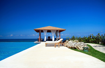 Pavilion and swimming pool in luxury resort