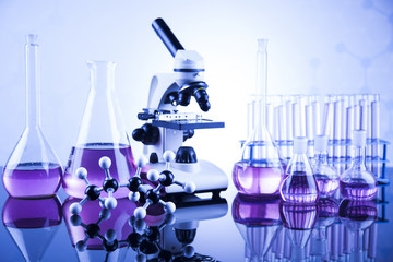 Chemistry science, Laboratory glassware background