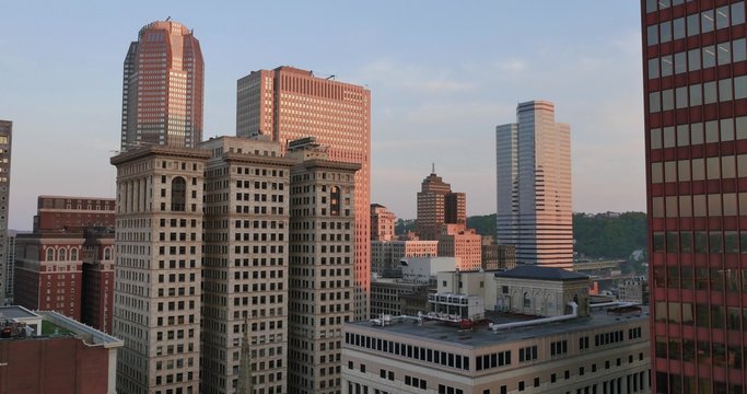 Dusk Establishing Shot of the Skyline of Pittsburgh